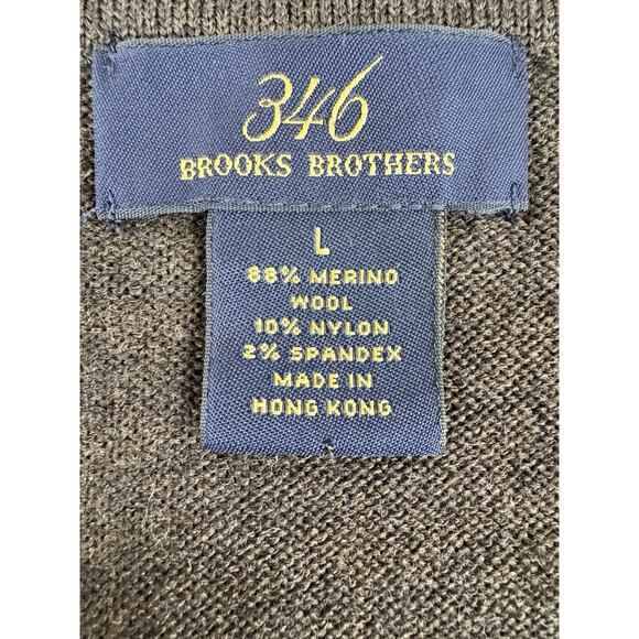 Vintage Brooks Brothers 346 Mens Merino Wool Sweater L Chocolate Brown V-Neck - Picture 2 of 7